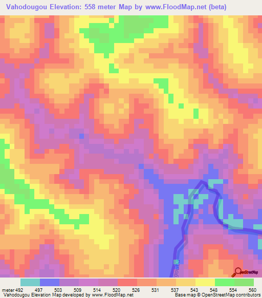 Vahodougou,Guinea Elevation Map