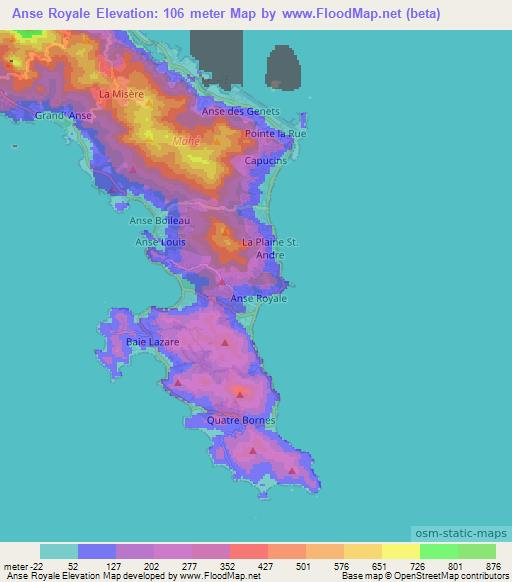 Anse Royale,Seychelles Elevation Map