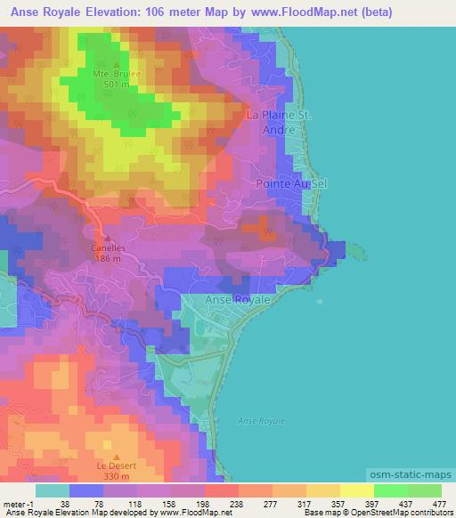 Anse Royale,Seychelles Elevation Map