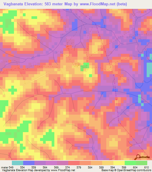 Vagbanata,Guinea Elevation Map