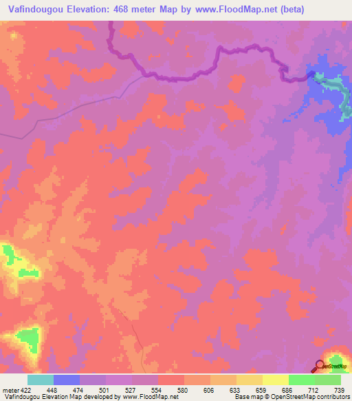 Vafindougou,Guinea Elevation Map