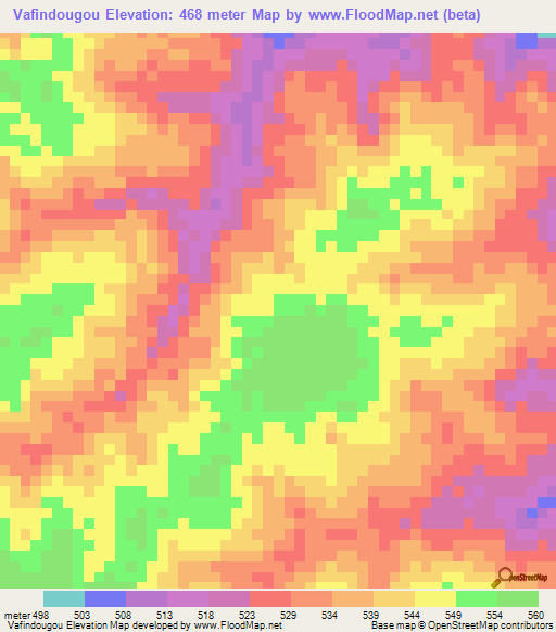 Vafindougou,Guinea Elevation Map