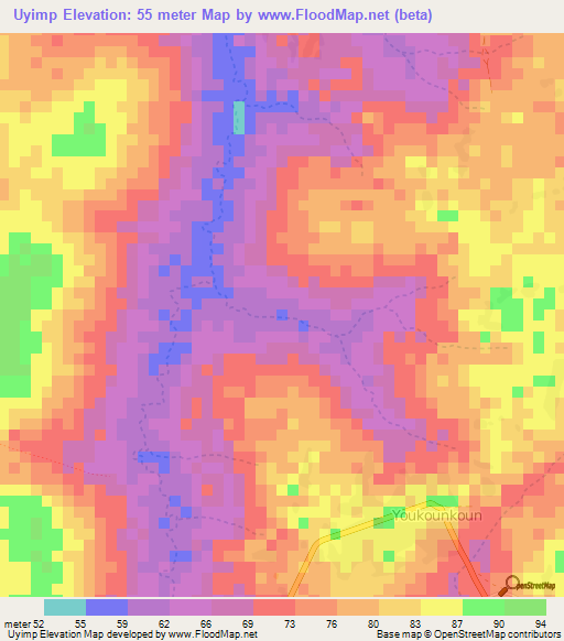 Uyimp,Guinea Elevation Map