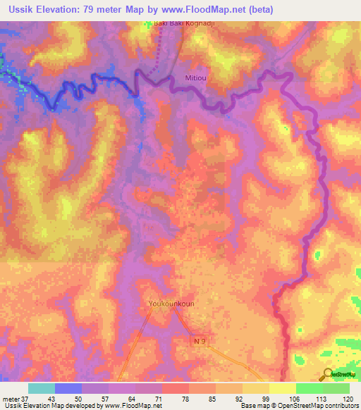 Ussik,Guinea Elevation Map