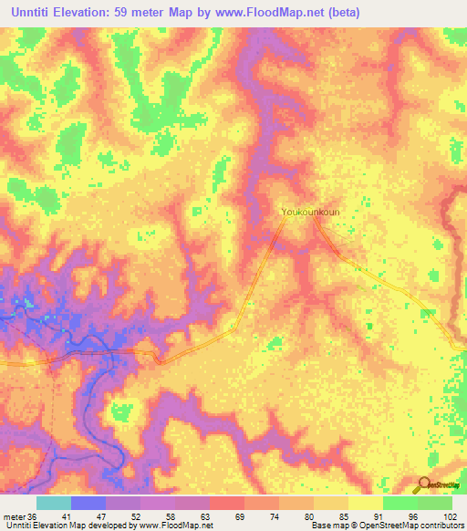 Unntiti,Guinea Elevation Map