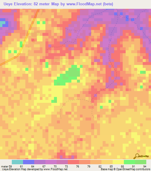 Ueye,Guinea Elevation Map