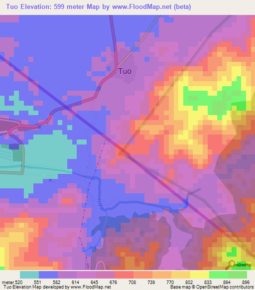 Tuo,Guinea Elevation Map