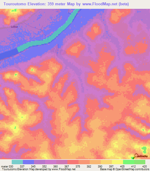 Touroutomo,Guinea Elevation Map