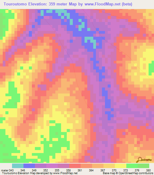 Touroutomo,Guinea Elevation Map