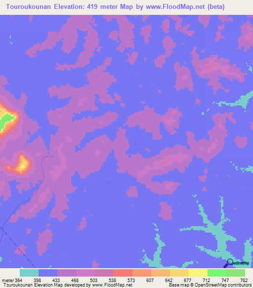 Touroukounan,Guinea Elevation Map