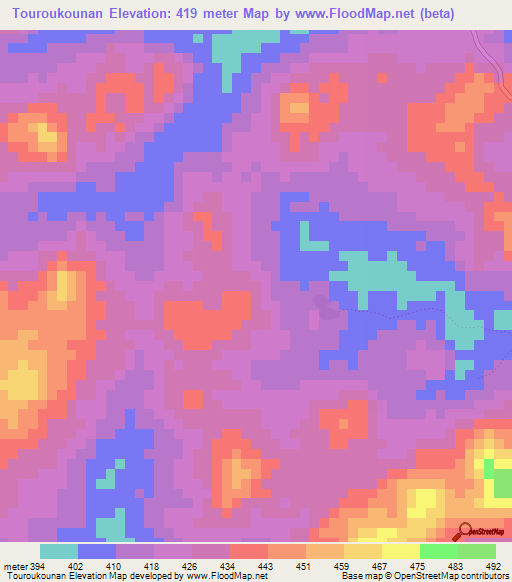 Touroukounan,Guinea Elevation Map