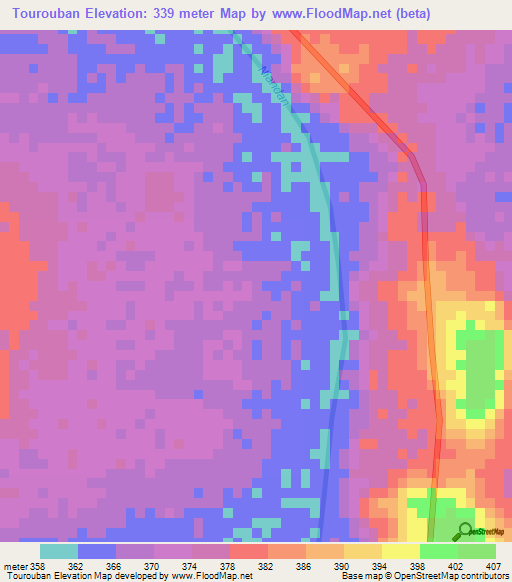 Tourouban,Guinea Elevation Map