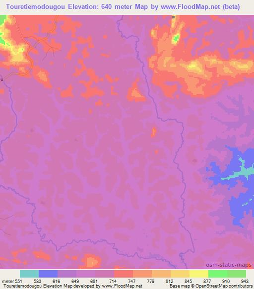 Touretiemodougou,Guinea Elevation Map