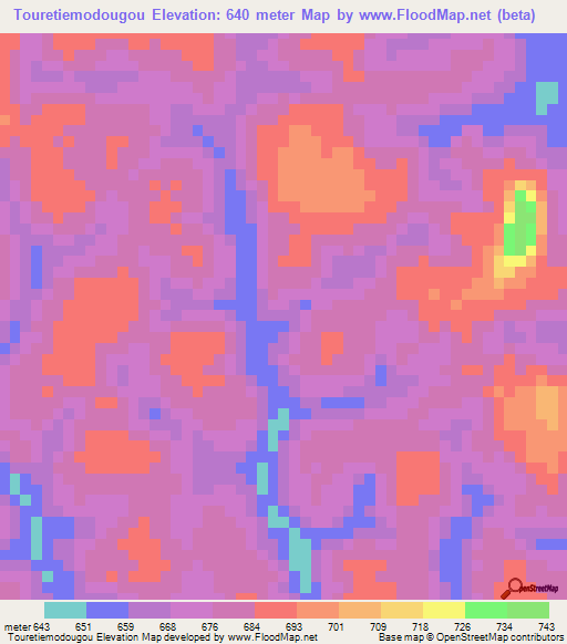 Touretiemodougou,Guinea Elevation Map