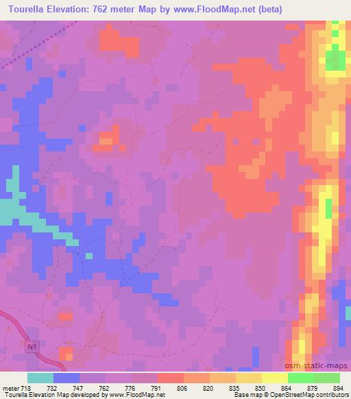 Tourella,Guinea Elevation Map