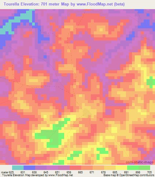 Tourella,Guinea Elevation Map