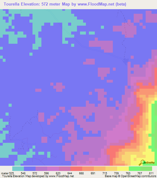 Tourella,Guinea Elevation Map