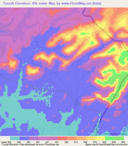 Tourali,Guinea Elevation Map