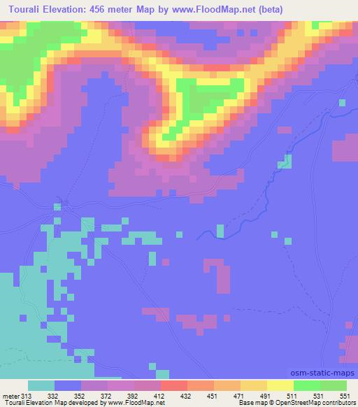 Tourali,Guinea Elevation Map