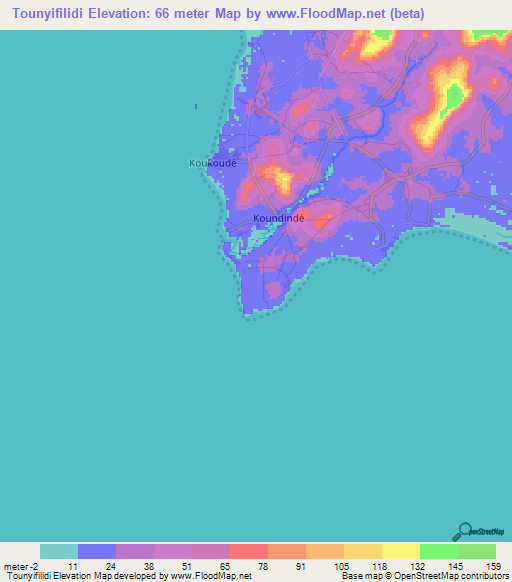 Tounyifilidi,Guinea Elevation Map