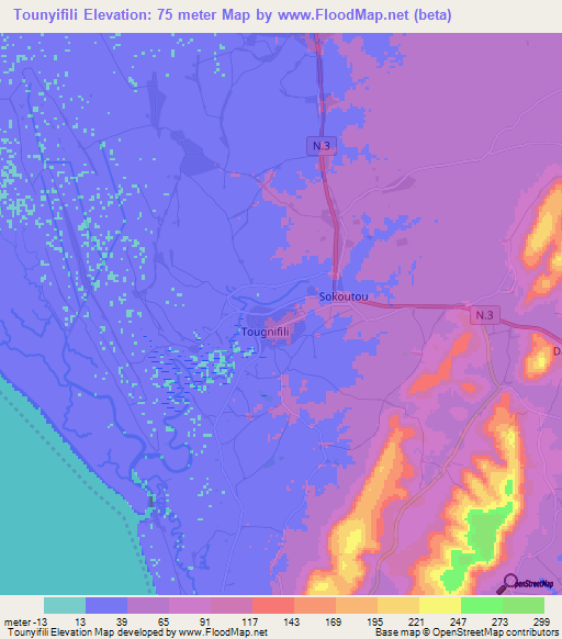 Tounyifili,Guinea Elevation Map