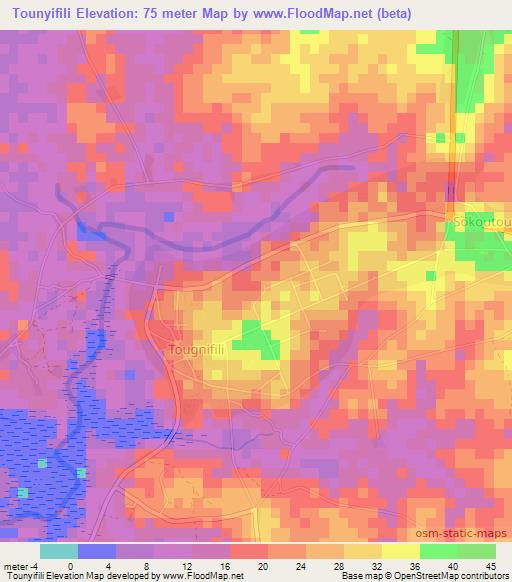 Tounyifili,Guinea Elevation Map