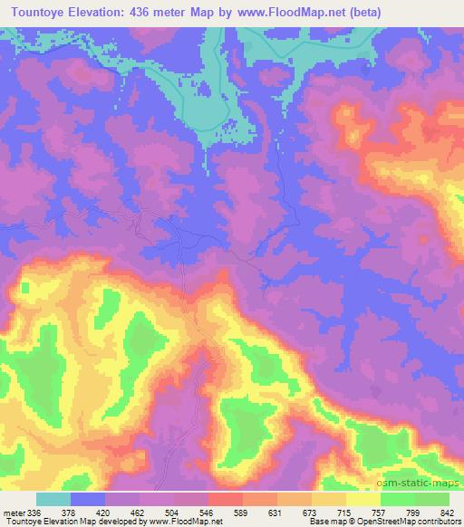 Tountoye,Guinea Elevation Map