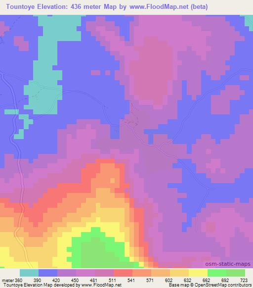 Tountoye,Guinea Elevation Map