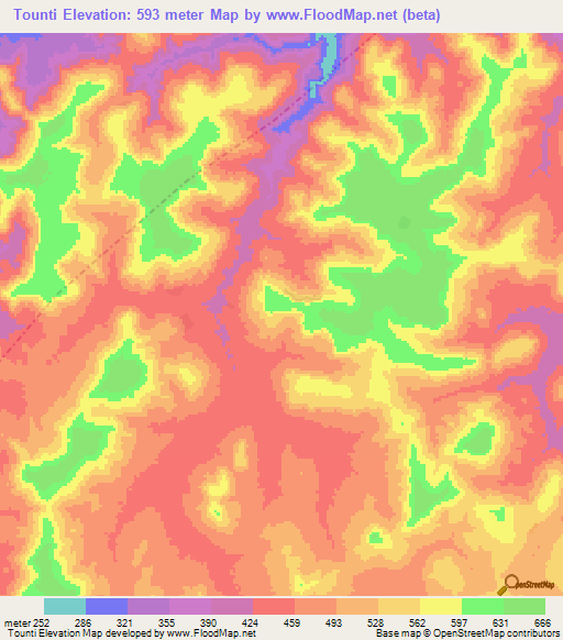 Tounti,Guinea Elevation Map