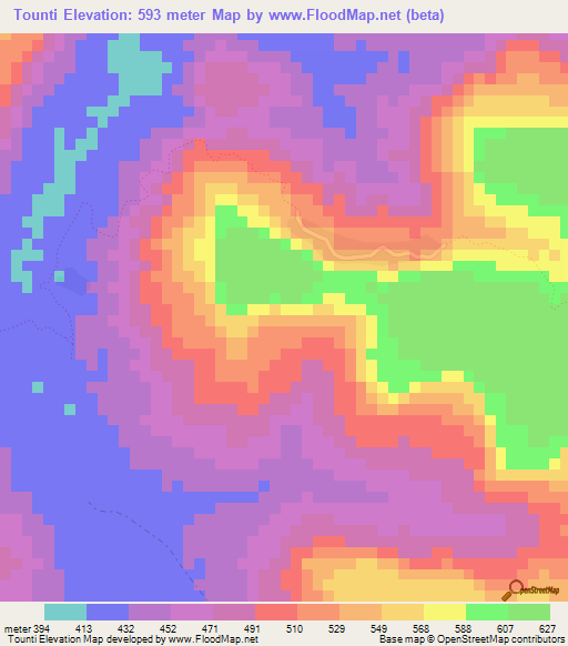 Tounti,Guinea Elevation Map