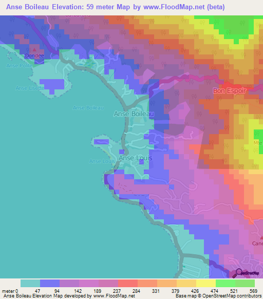 Elevation of Anse Boileau,Seychelles Elevation Map, Topography, Contour
