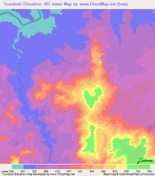 Tounboto,Guinea Elevation Map