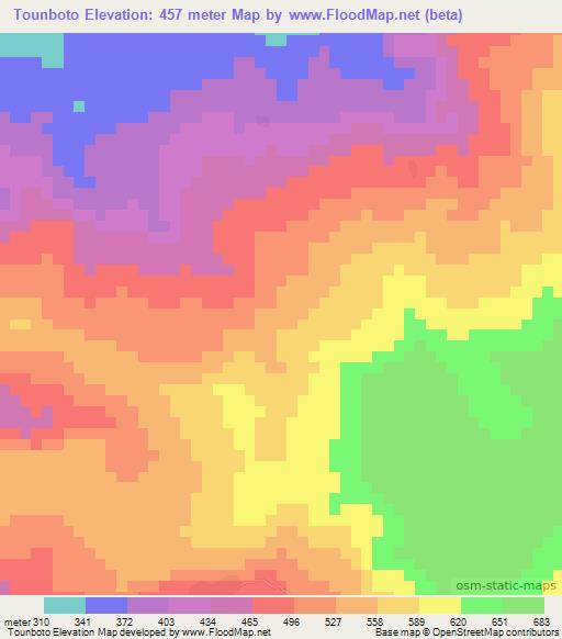 Tounboto,Guinea Elevation Map