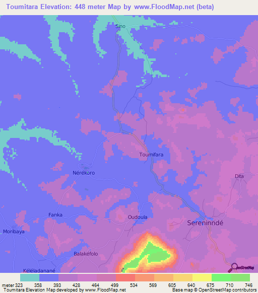 Toumitara,Guinea Elevation Map