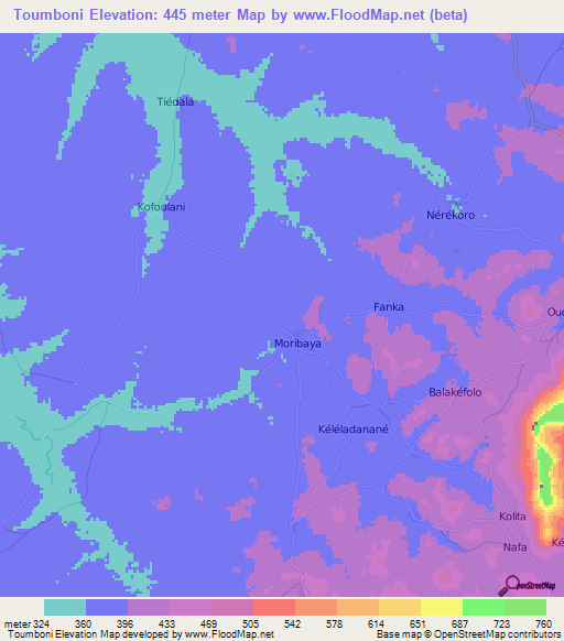 Toumboni,Guinea Elevation Map