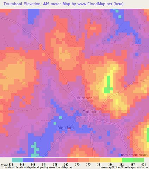 Toumboni,Guinea Elevation Map