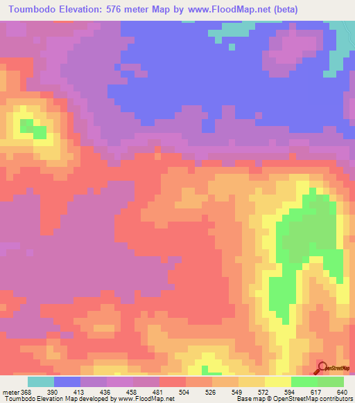 Toumbodo,Guinea Elevation Map