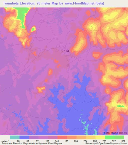 Toumbeta,Guinea Elevation Map