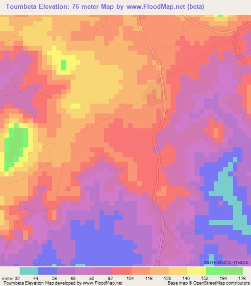 Toumbeta,Guinea Elevation Map