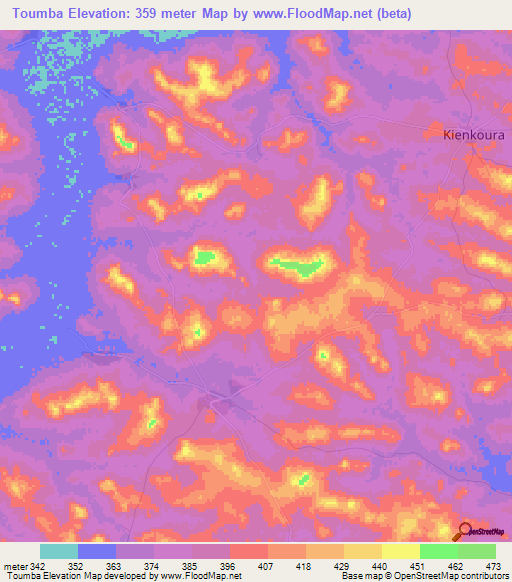 Toumba,Guinea Elevation Map