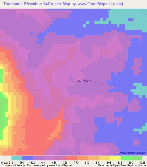 Toumanou,Guinea Elevation Map