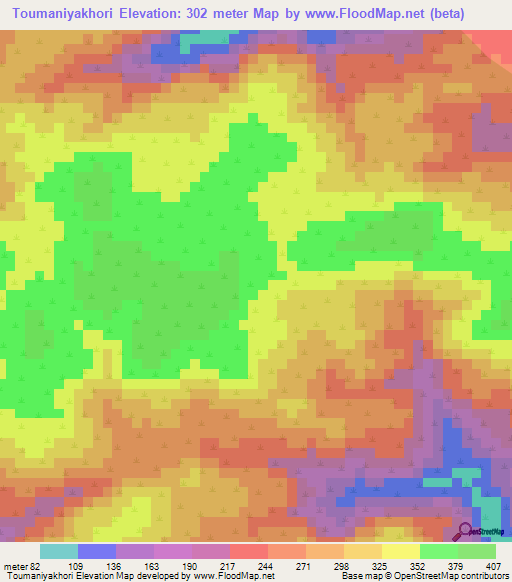 Toumaniyakhori,Guinea Elevation Map