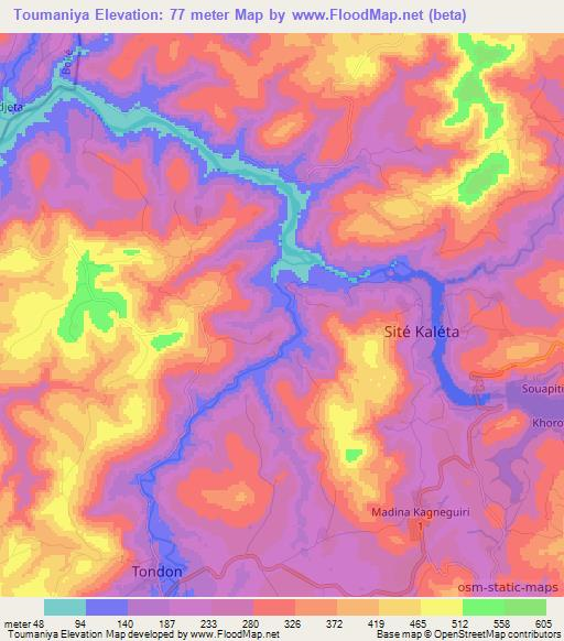 Toumaniya,Guinea Elevation Map