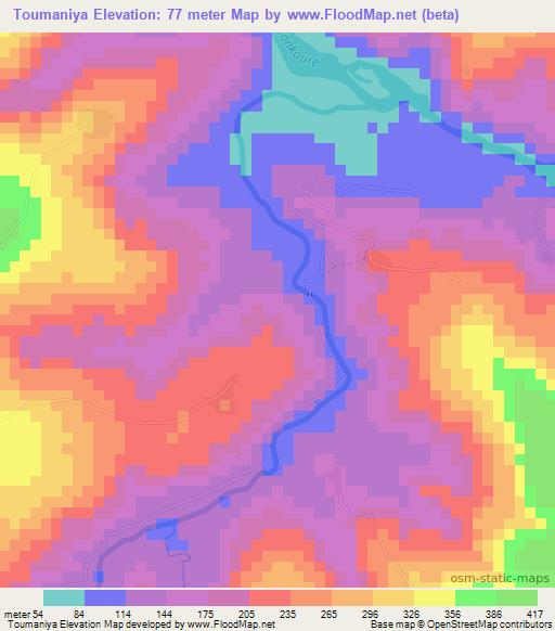 Toumaniya,Guinea Elevation Map