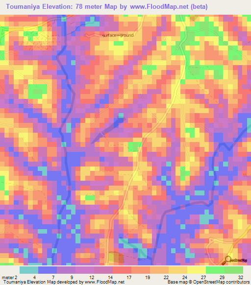 Toumaniya,Guinea Elevation Map