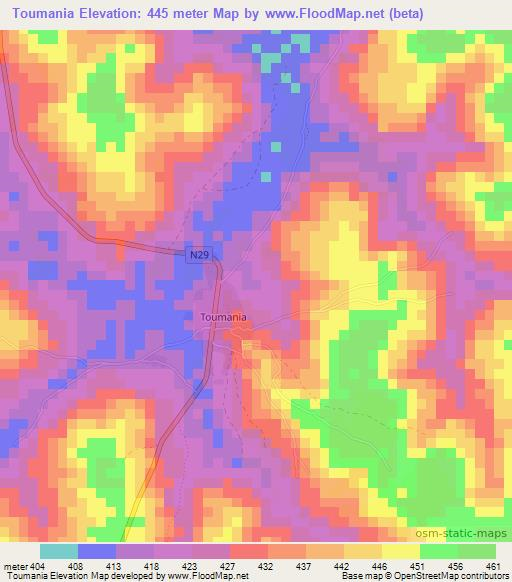 Toumania,Guinea Elevation Map