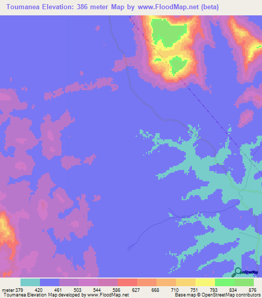 Toumanea,Guinea Elevation Map