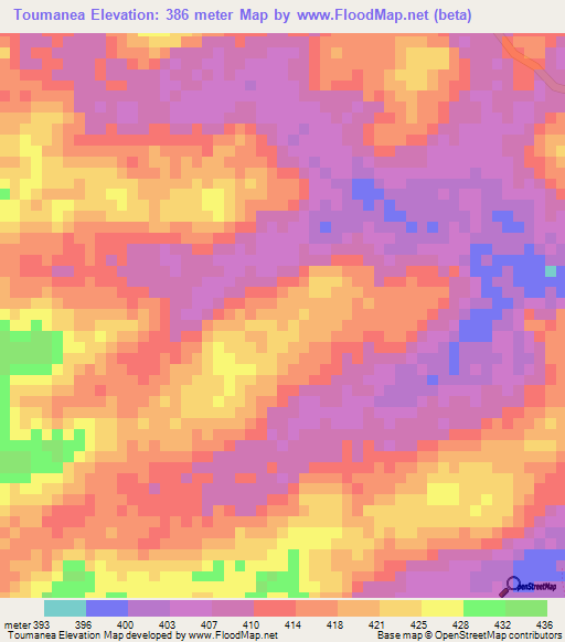 Toumanea,Guinea Elevation Map