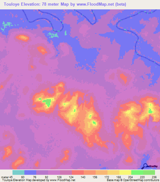 Touloye,Guinea Elevation Map