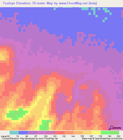 Touloye,Guinea Elevation Map